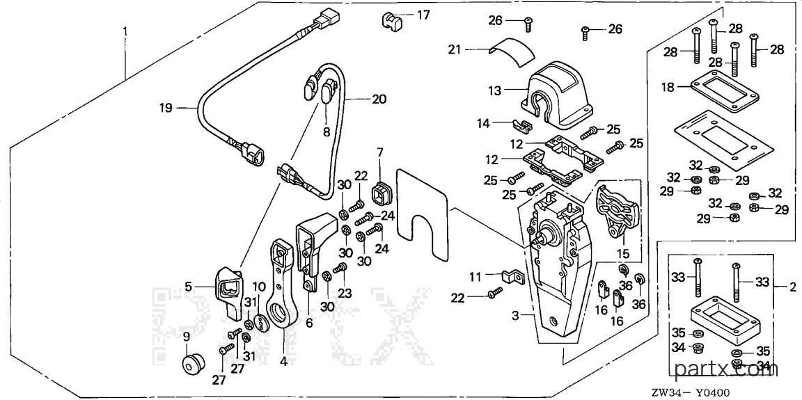 Honda BF40A4 LHTA - REMOTE CONTROL (TOP MOUNT SINGLE TYPE) (R.)