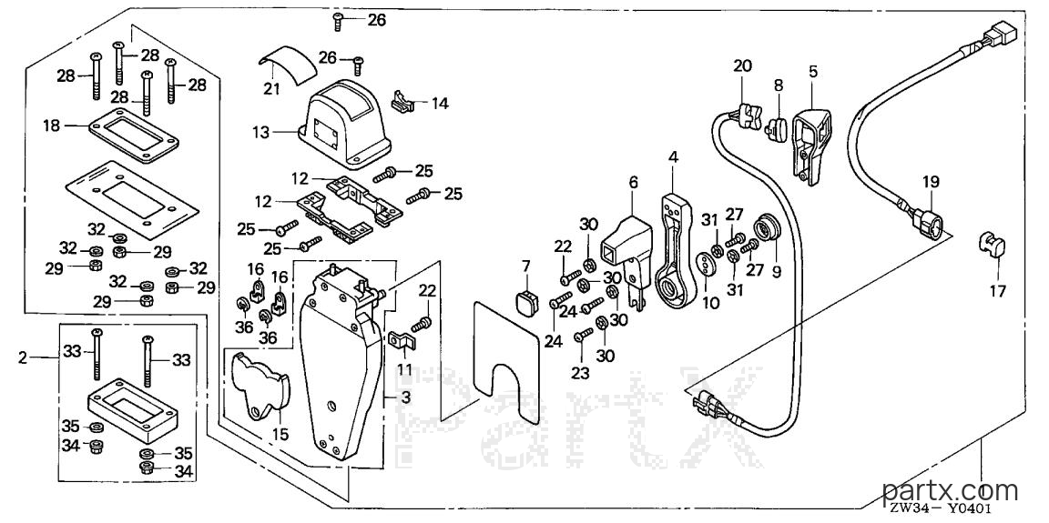 Honda BF50A5 SRJA - REMOTE CONTROL (TOP MOUNT SINGLE TYPE) (L.)