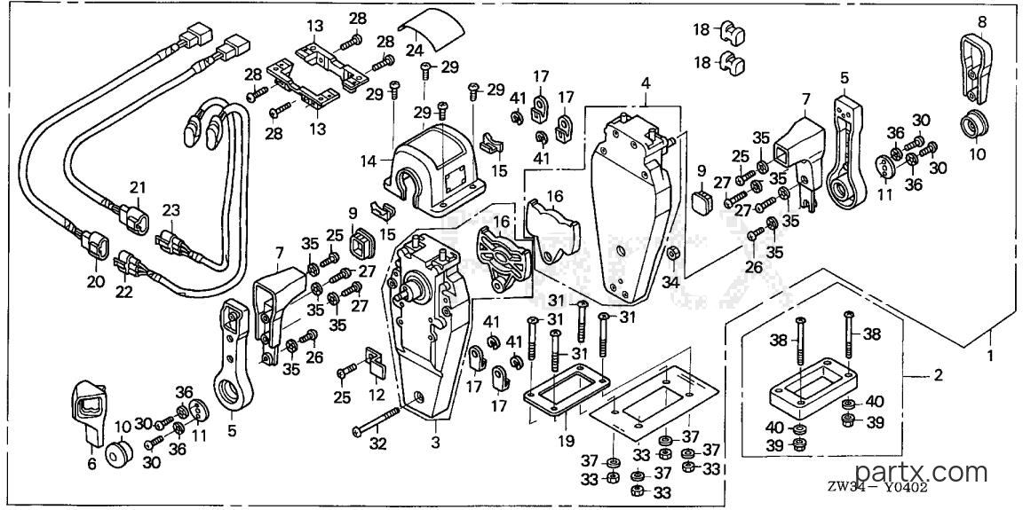 Honda BF40A5 LRTA - REMOTE CONTROL (TOP MOUNT DUAL TYPE) (R.)