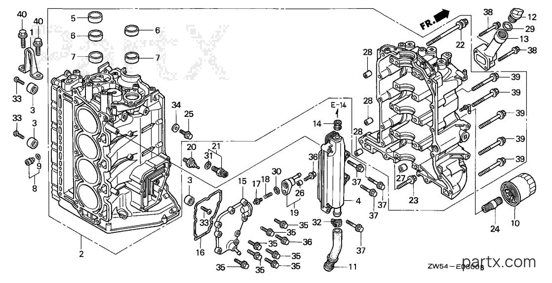 Honda BF115AX XA - CYLINDER BLOCK