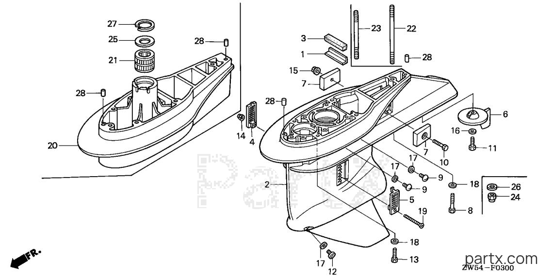 Honda BF115A2 LA - GEAR CASE