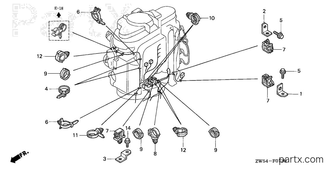 Honda BF115AX LCA - CLAMP (FUSE SIDE)