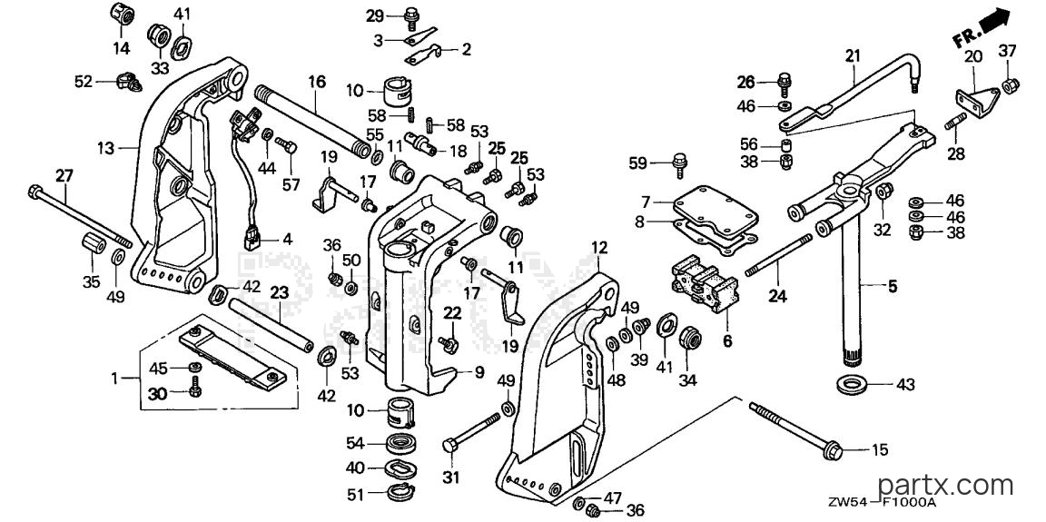 Honda BF130A1 XA - STERN BRACKET - SWIVEL CASE