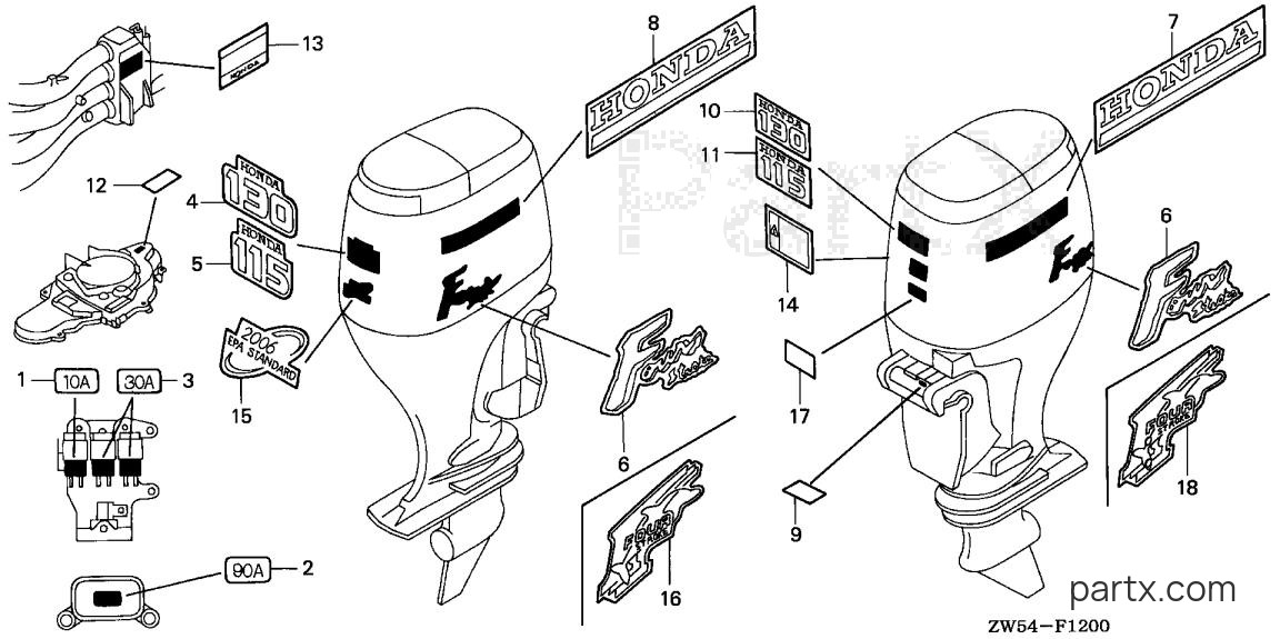 Honda BF115AY XCA - LABELS