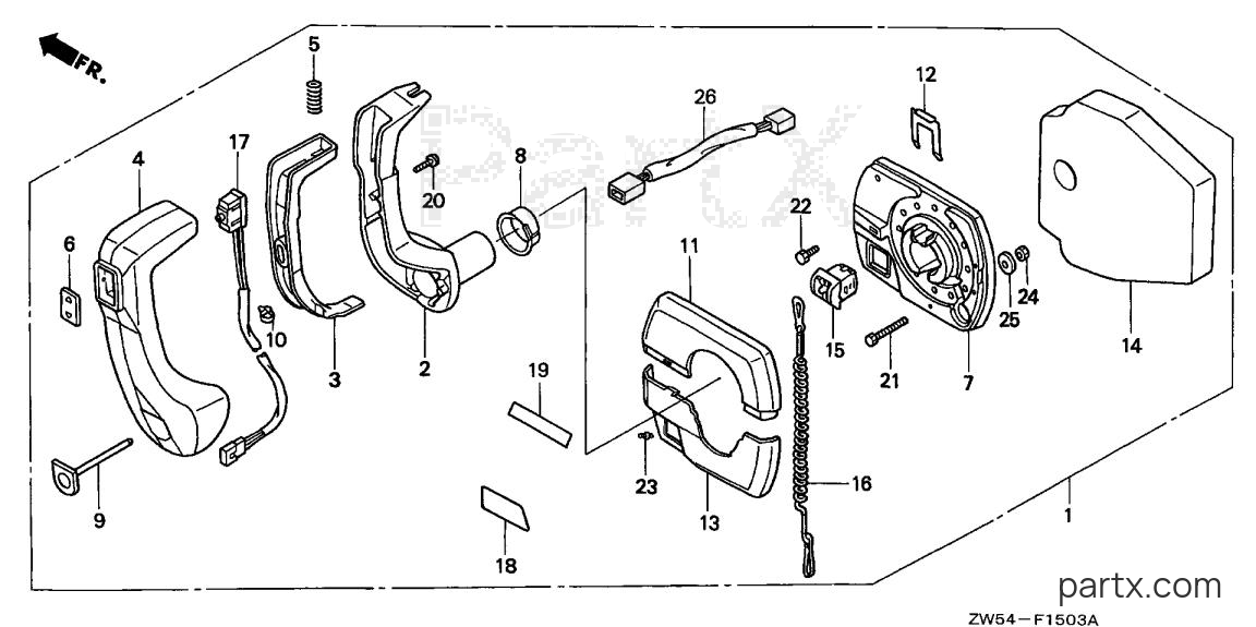 Honda BF130A1 LCA - REMOTE CONTROL (PANEL MOUNT)