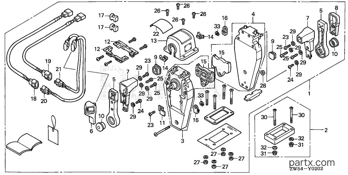 Honda BF130A2 XCA - REMOTE CONTROL (TOP MOUNT DUAL TYPE) (R.)