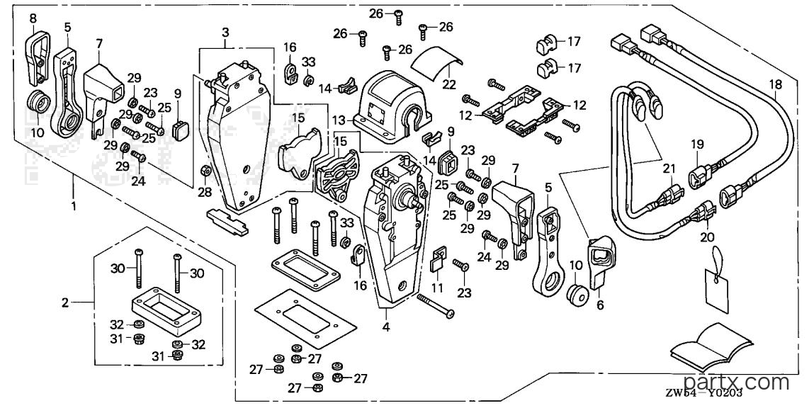Honda BF115A1 LCA - REMOTE CONTROL (TOP MOUNT DUAL TYPE) (L.)