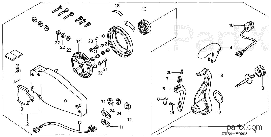 Honda BF115A1 XA - REMOTE CONTROL (FLUSH MOUNT TYPE) (L.)