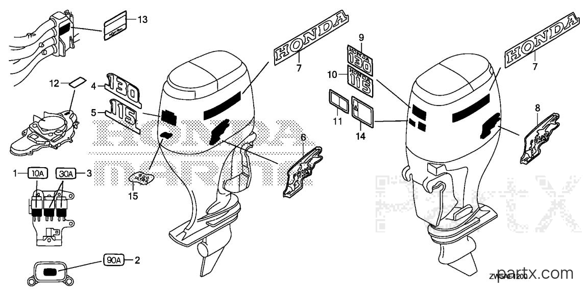 Honda BF115AK0 LA - LABELS