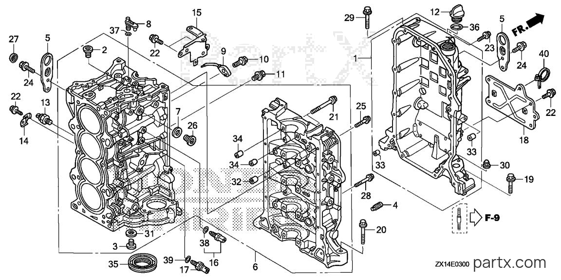 Honda BF115D XA - CYLINDER BLOCK
