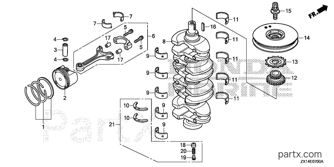 Honda BF115D XCA - CRANKSHAFT - PISTON