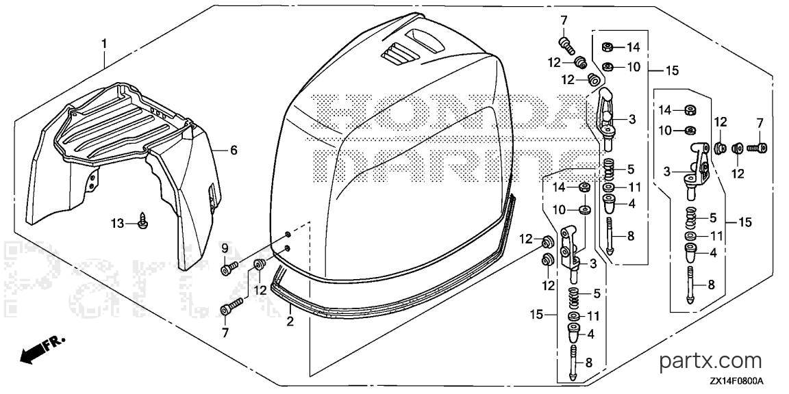 Honda BF115D XCA - ENGINE COVER ASSY.