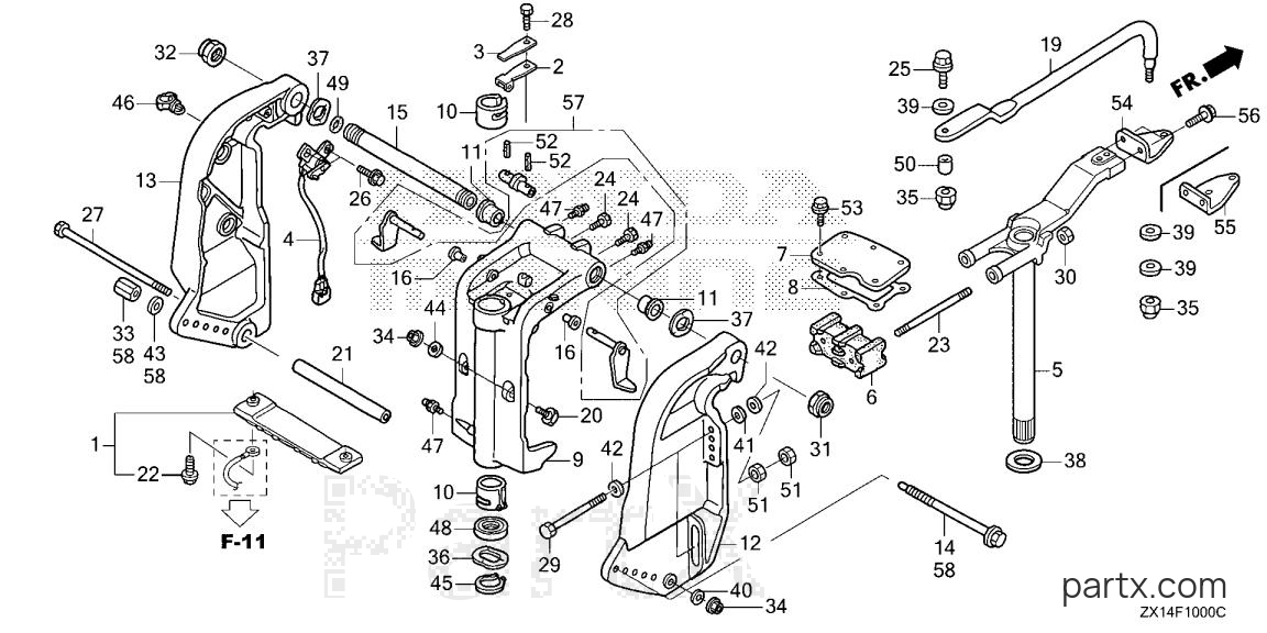 Honda BF115D XCA - STERN BRACKET - SWIVEL CASE