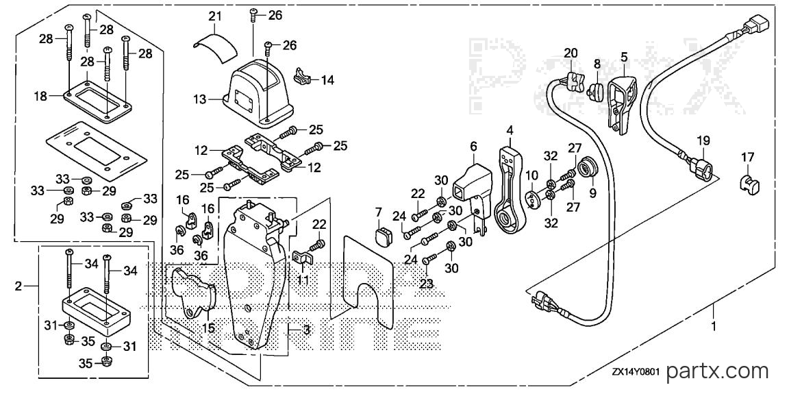 Honda BF115D XCA - REMOTE CONTROL (TOP MOUNT SINGLE TYPE) (L.)