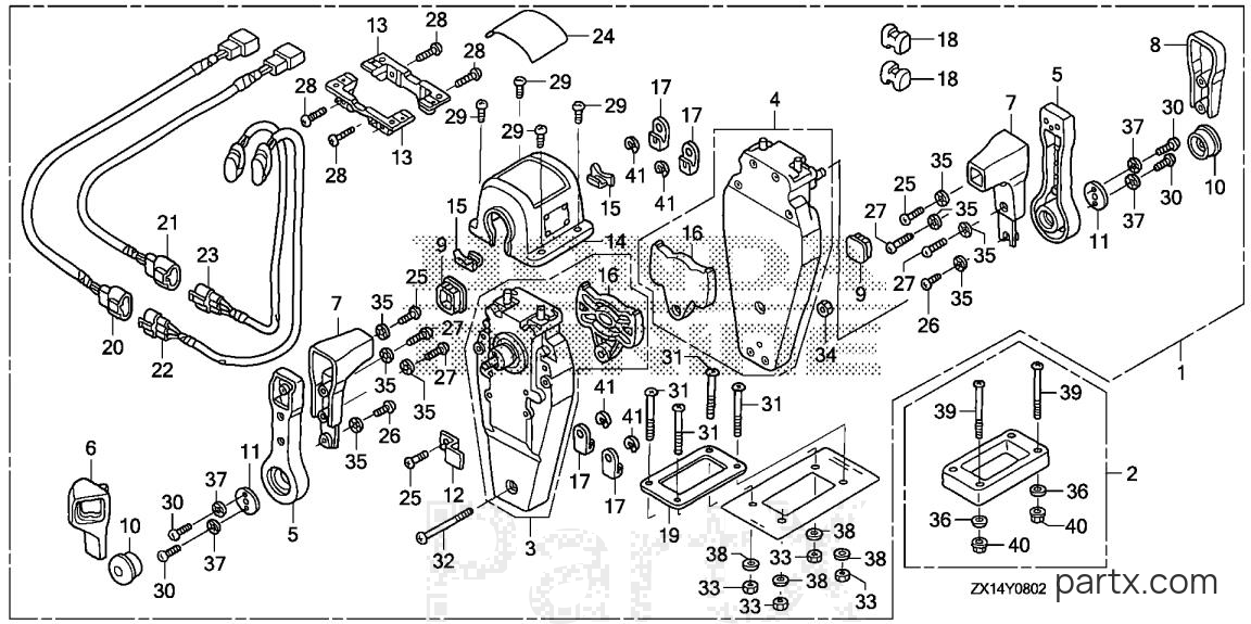 Honda BF115D LA - REMOTE CONTROL (TOP MOUNT DUAL TYPE) (R.)
