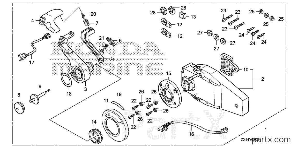 Honda BF115D LA - REMOTE CONTROL (FLUSH MOUNT TYPE) (R.)