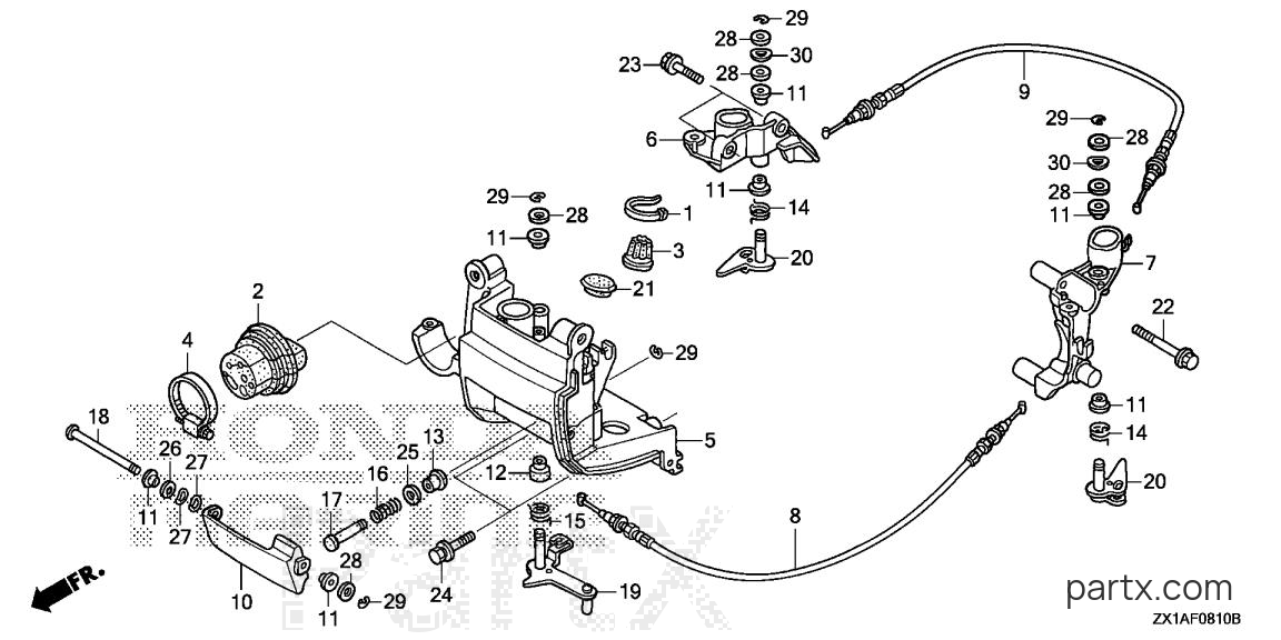 Honda BF115DK1 LA - FRONT COVER BRACKET - FRONT LOCK