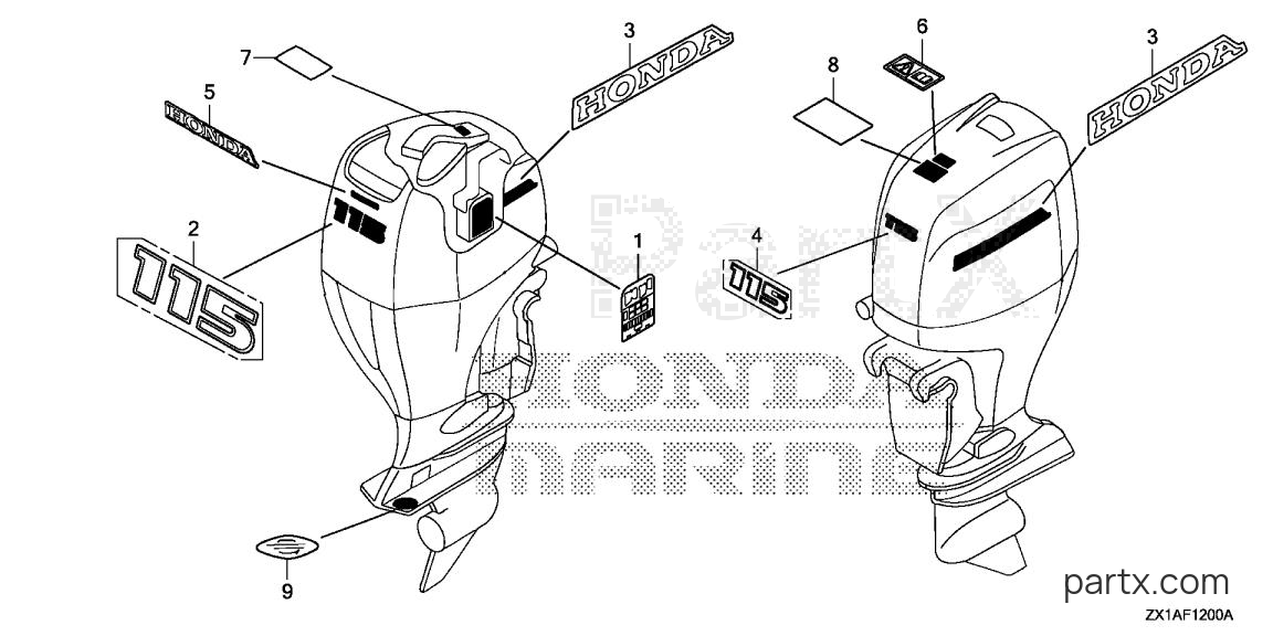 Honda BF115DK1 LA - LABELS