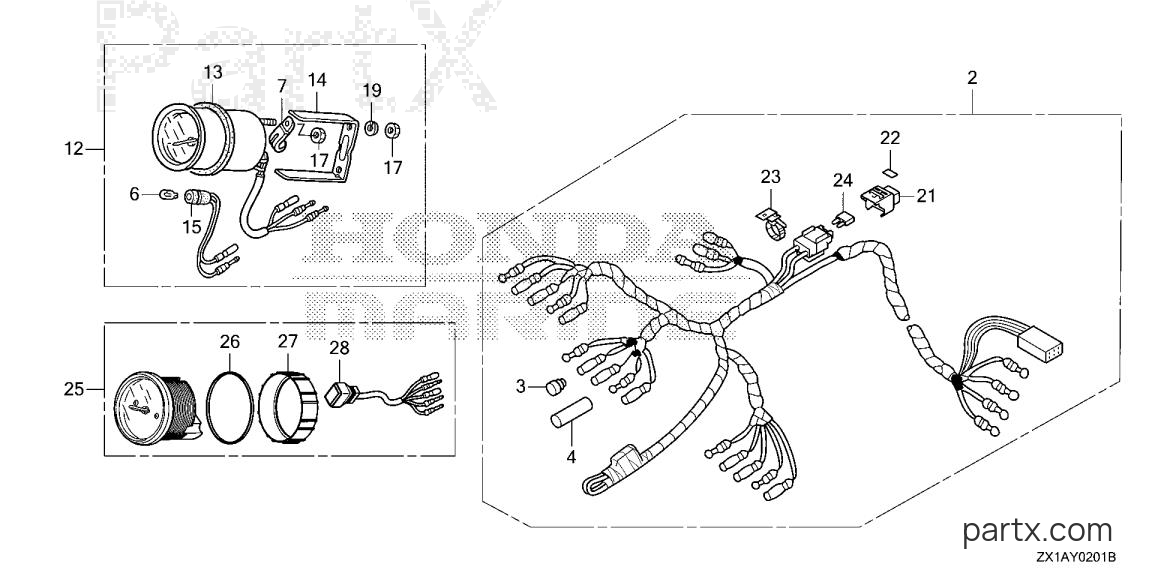 Honda BF115DK1 XCA - METER KIT (ANALOG)