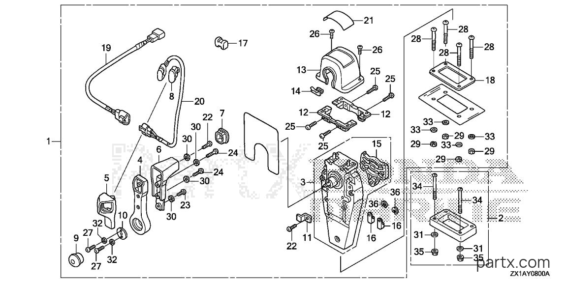 Honda BF115DK1 LA - REMOTE CONTROL (TOP MOUNT SINGLE TYPE) (R.)