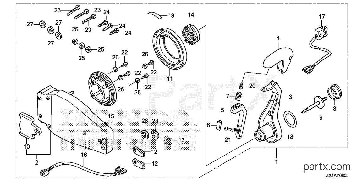 Honda BF115DK1 XCA - REMOTE CONTROL (FLUSH MOUNT TYPE) (L.)