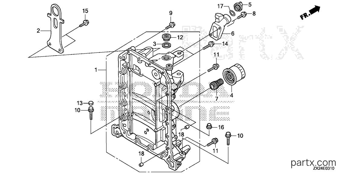 Honda BF250A XCA - CRANKCASE