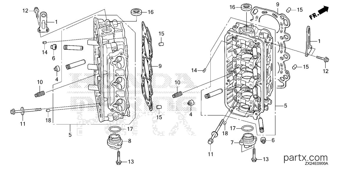Honda BF250A XXCA - CYLINDER HEAD