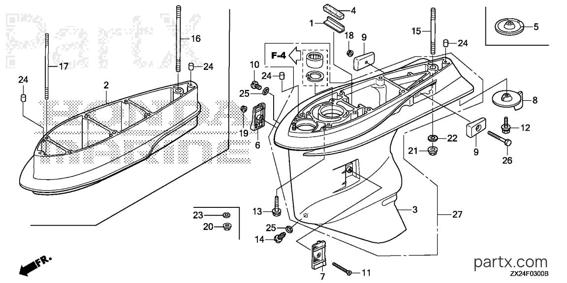 Honda BF250A LA - GEAR CASE