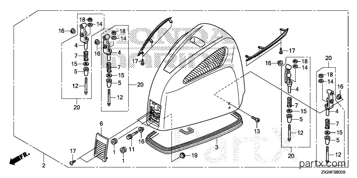 Honda BF250A XW - ENGINE COVER