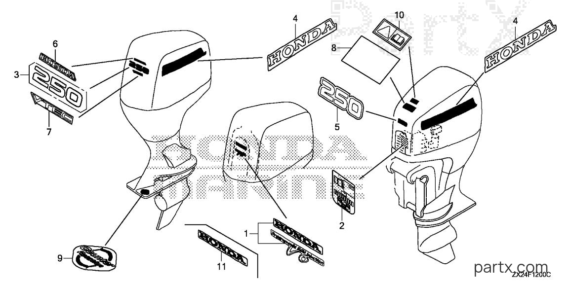 Honda BF250A LW - LABEL