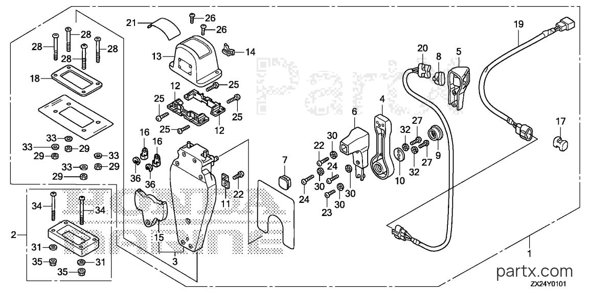 Honda BF250A XXCW - REMOTE CONTROL (TOP MOUNT SINGLE TYPE) (L.)