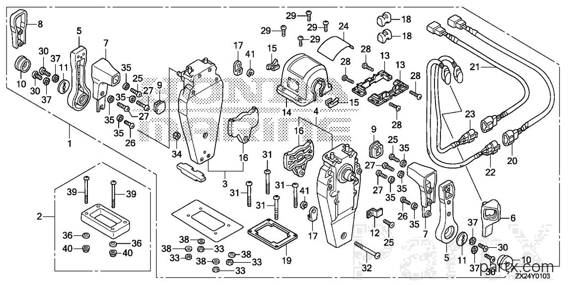 Honda BF250A XCA - REMOTE CONTROL (TOP MOUNT DUAL TYPE) (L.)