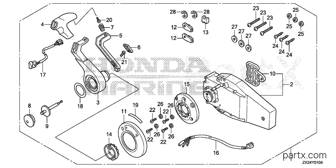 Honda BF250A XXCW - REMOTE CONTROL (FLUSH MOUNT TYPE) (R.)