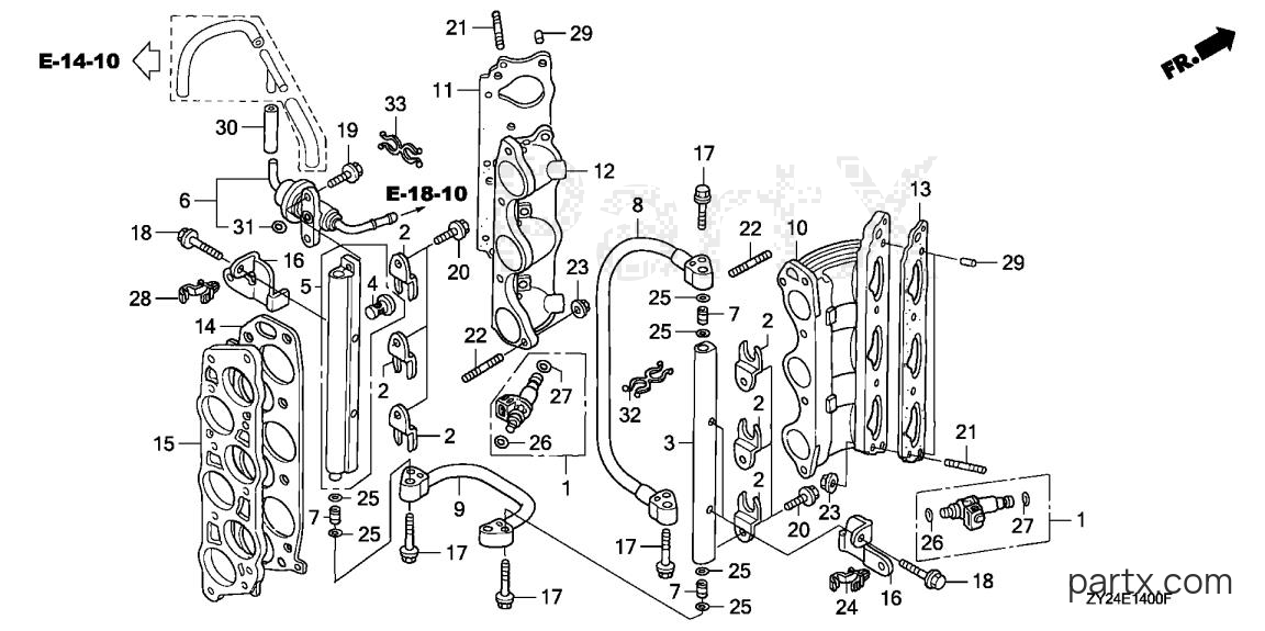 Honda BF225A3 XXCA - FUEL PIPE - INJECTOR