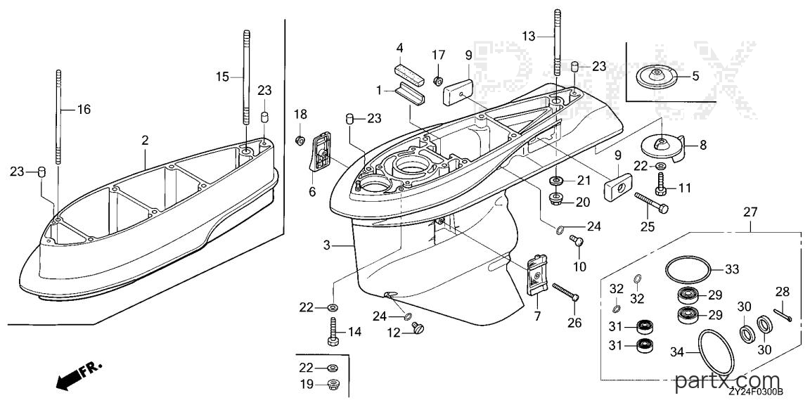Honda BF225A5 XA - GEAR CASE