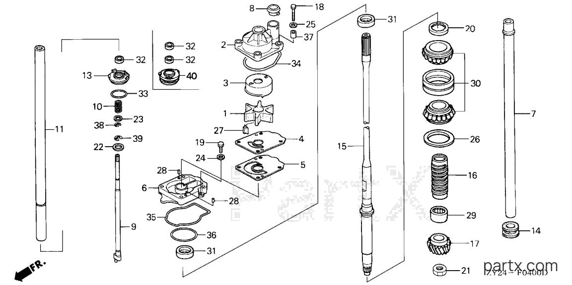 Honda BF200A5 XXA - WATER PUMP - VERTICAL SHAFT