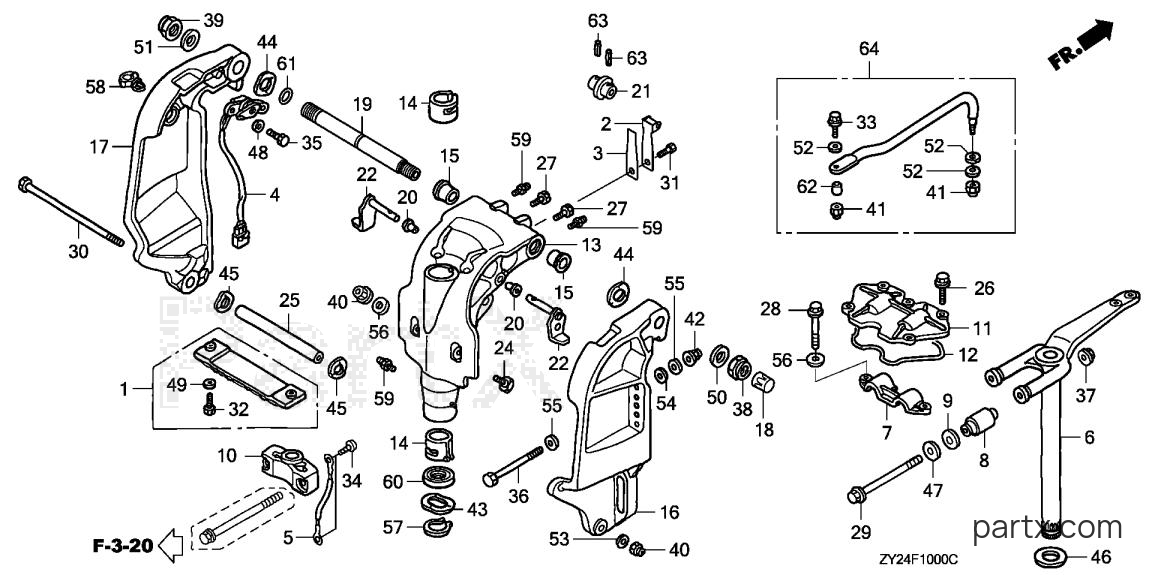 Honda BF225A4 LA - STERN BRACKET - SWIVEL CASE