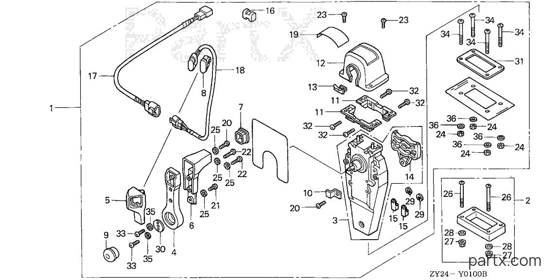 Honda BF200A4 XXA - REMOTE CONTROL (TOP MOUNT SINGLE TYPE) (R.)