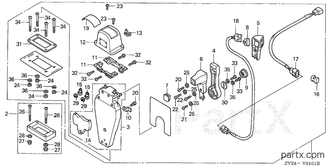 Honda BF200A3 LA - REMOTE CONTROL (TOP MOUNT SINGLE TYPE) (L.)