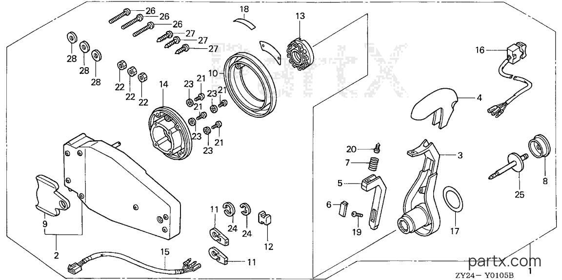 Honda BF225A4 LA - REMOTE CONTROL (FLUSH MOUNT TYPE) (L.)