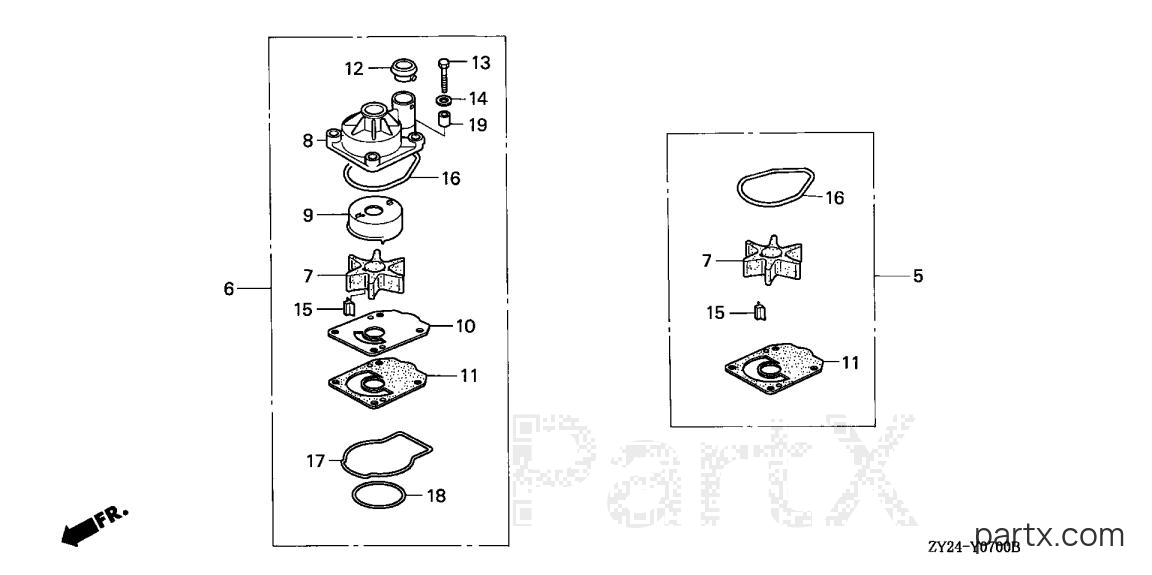 Honda BF200A2 LA - WATER PUMP IMPELLER KIT