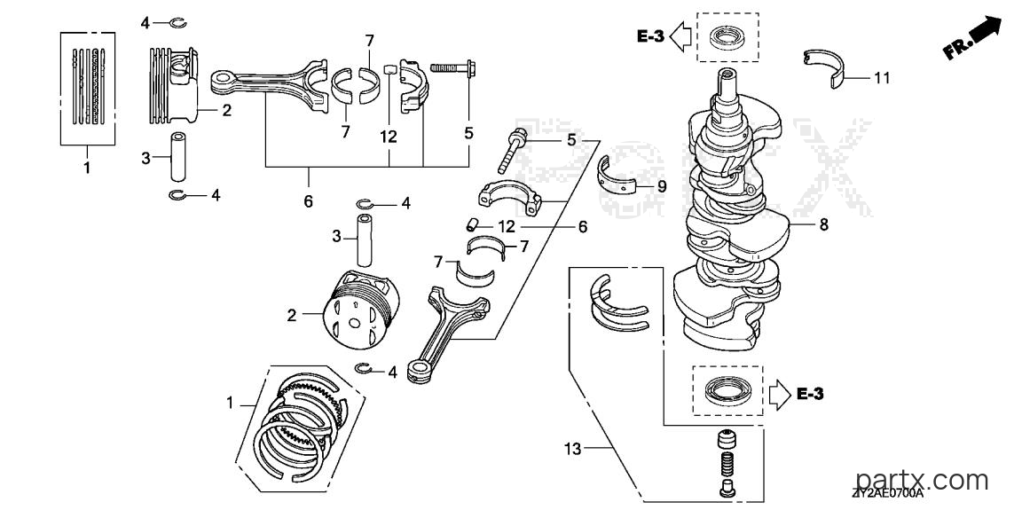 Honda BF225A6 XCA - CRANKSHAFT - PISTON
