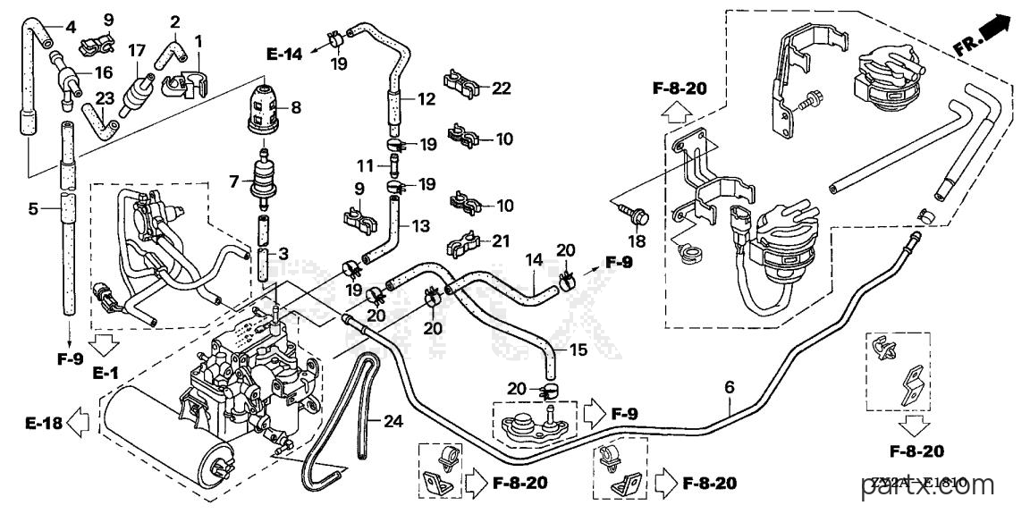 Honda BF225A6 XCA - PIPING