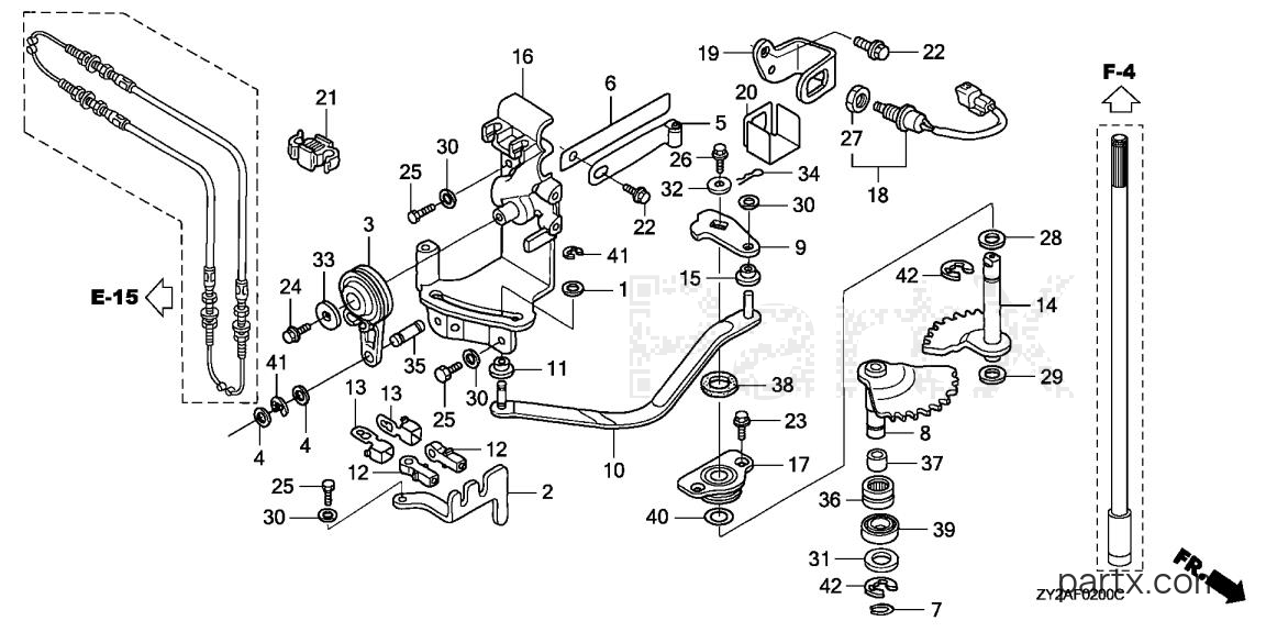 Honda BF225AK0 XXA - SHIFT SHAFT