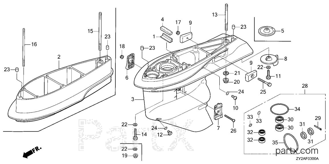 Honda BF225A6 XXCA - GEAR CASE