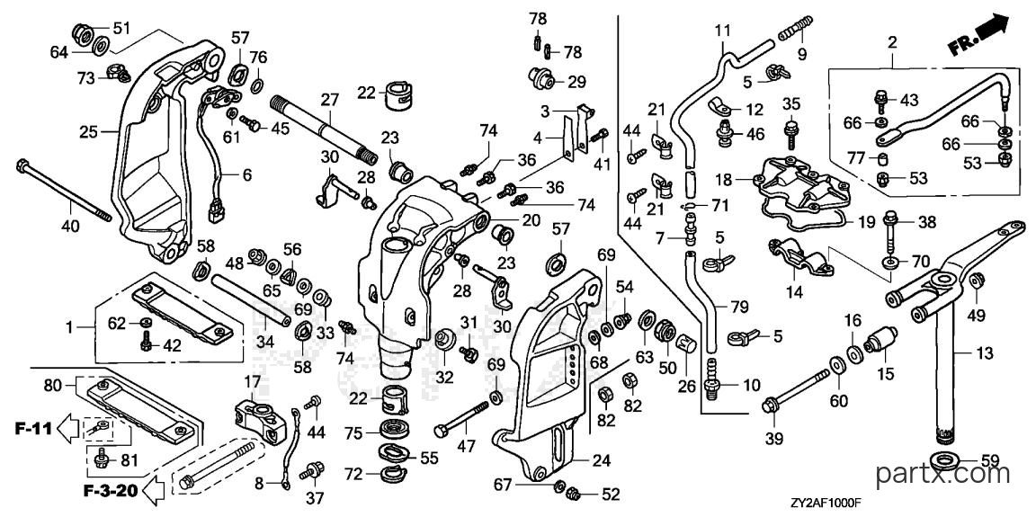 Honda BF200A6 XA - STERN BRACKET - SWIVEL CASE