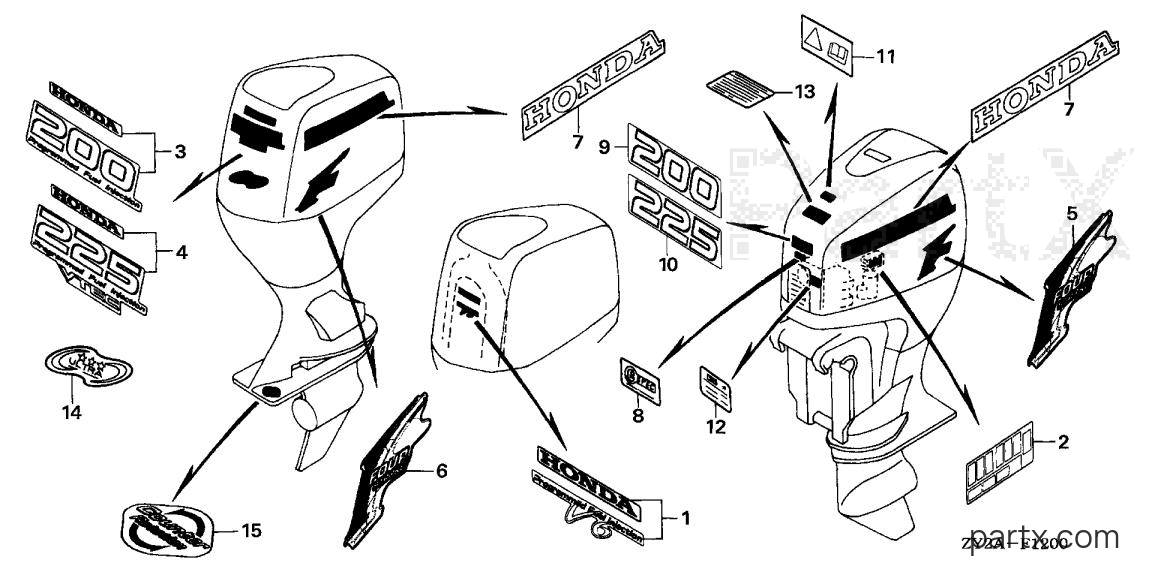 Honda BF200A6 LA - LABELS