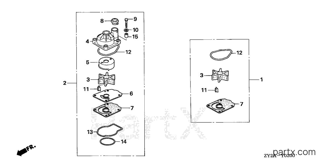 Honda BF225A6 LA - WATER PUMP IMPELLER SET