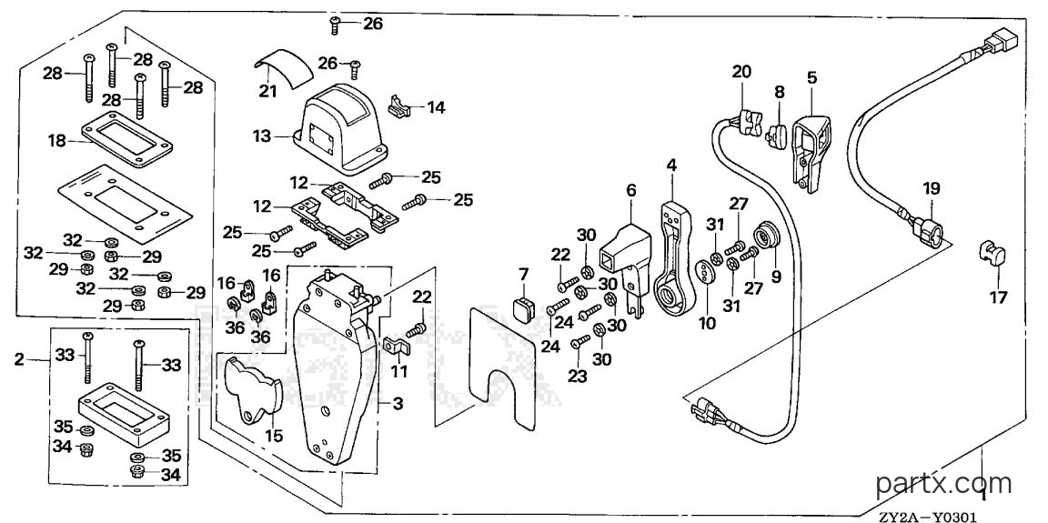 Honda BF200A6 XXA - REMOTE CONTROL (TOP MOUNT SINGLE TYPE) (L.)