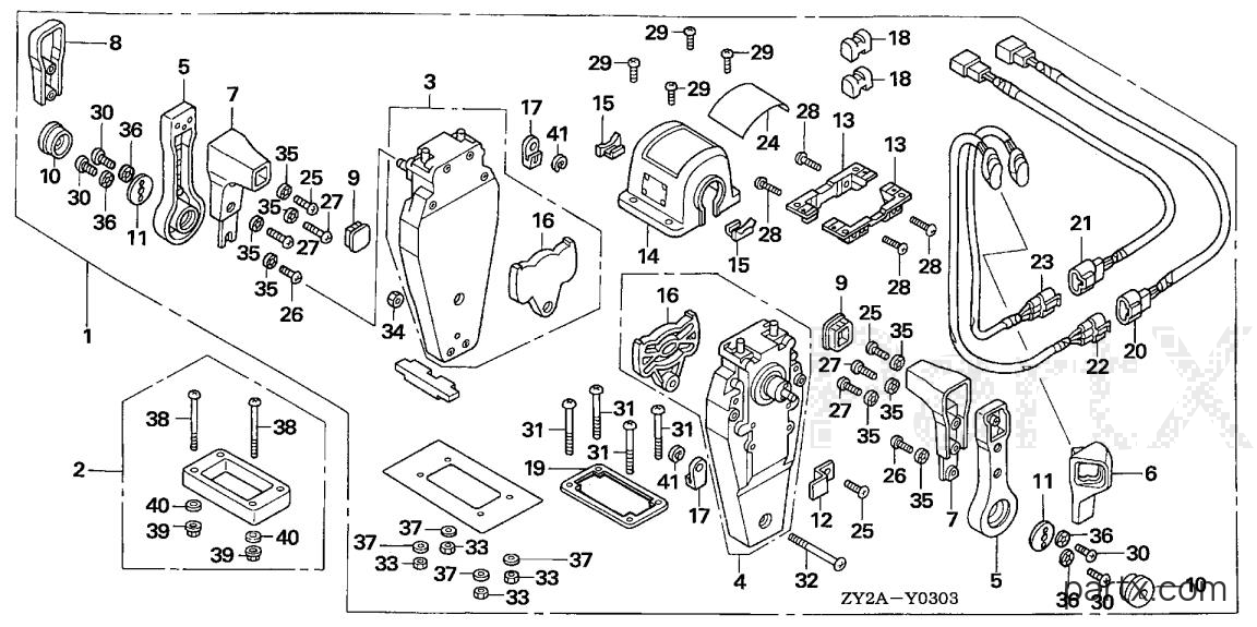 Honda BF200AK0 XCA - REMOTE CONTROL (TOP MOUNT DUAL TYPE) (L.)